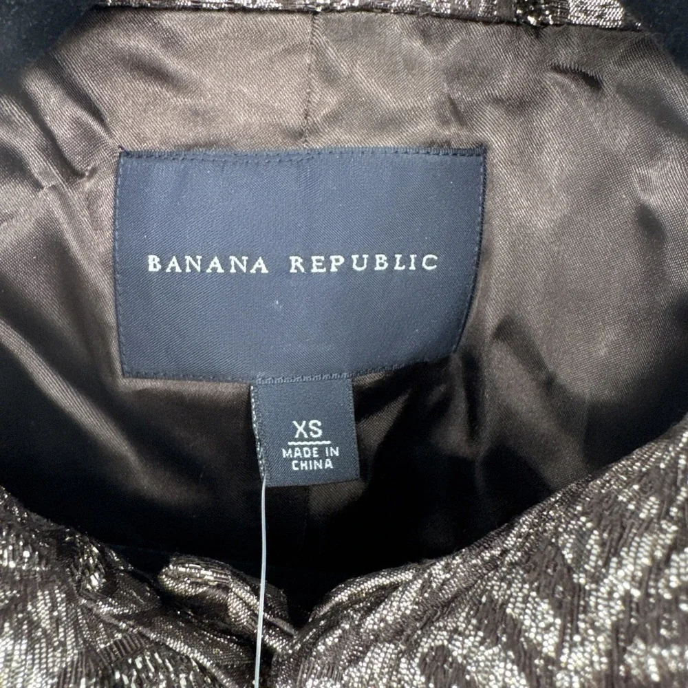Banana Republic‎ Women Sz XS Gold Silk Brocade Metallic Blazer Swing Jacket NEW
